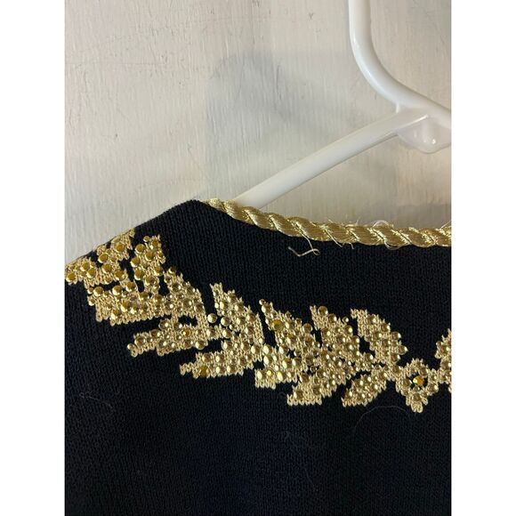 St.John Evening Collection Jacket  Marie Gray size 4 Black embroidered Gold Sant - Picture 9 of 9